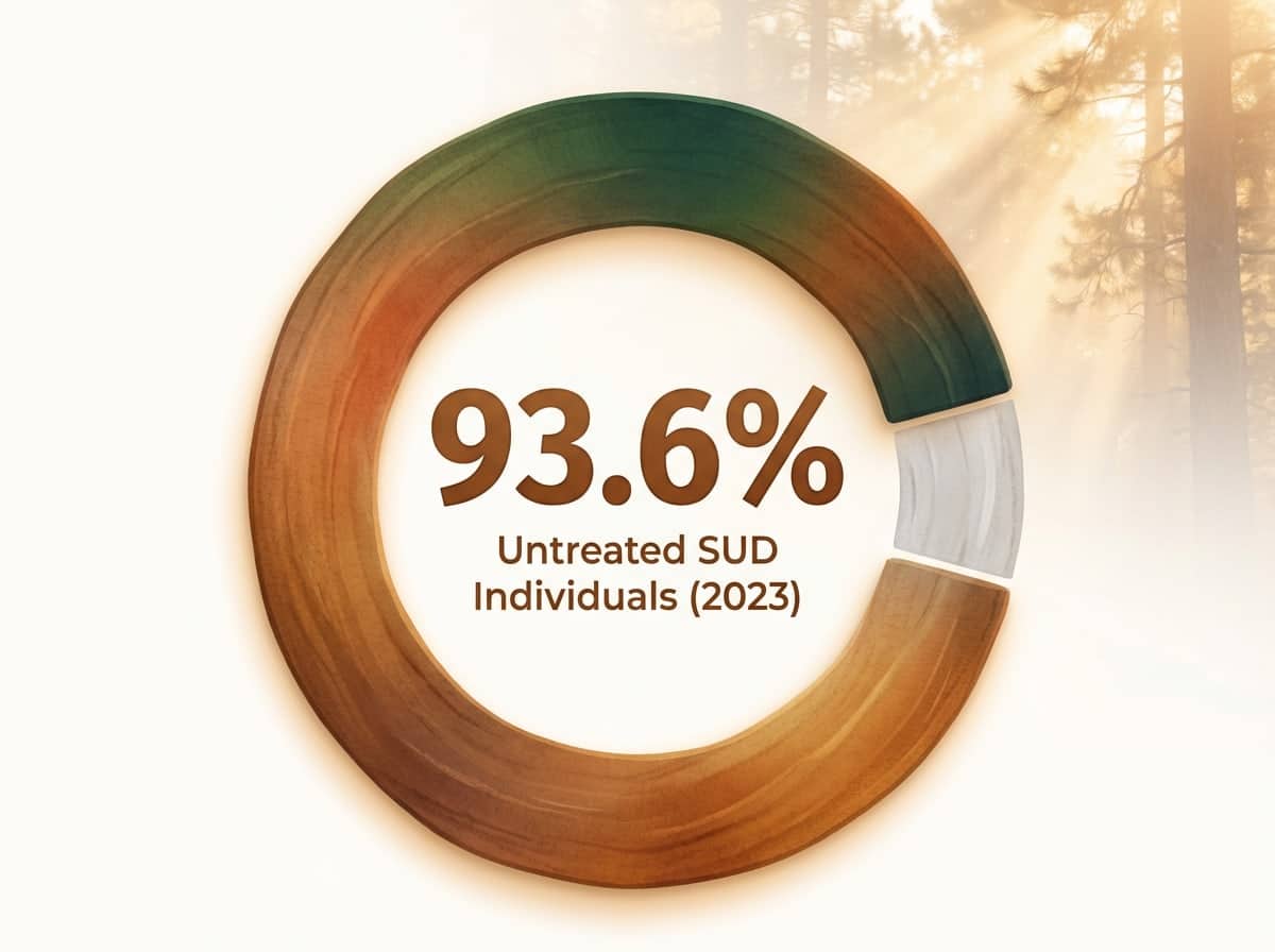 Infographic showing Individuals with SUD Not Receiving Specialty Treatment (2023): 93.6%