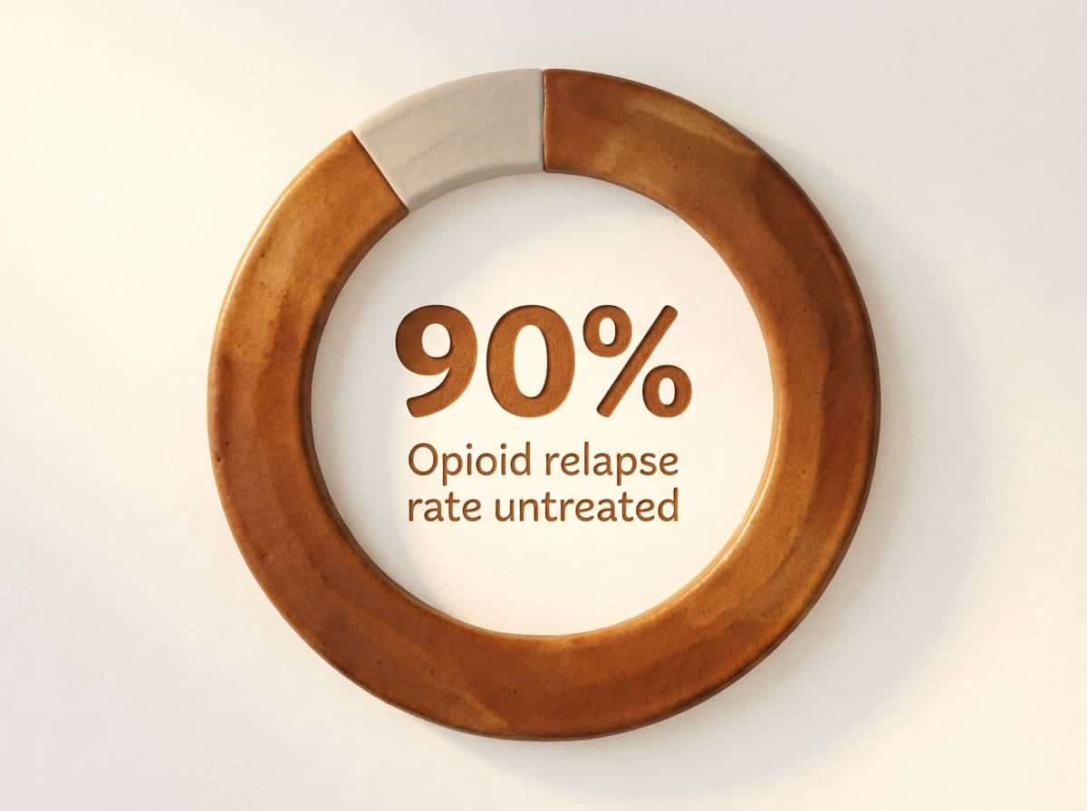 Infographic showing Opioid Relapse Rate Without Treatment Support: 90%