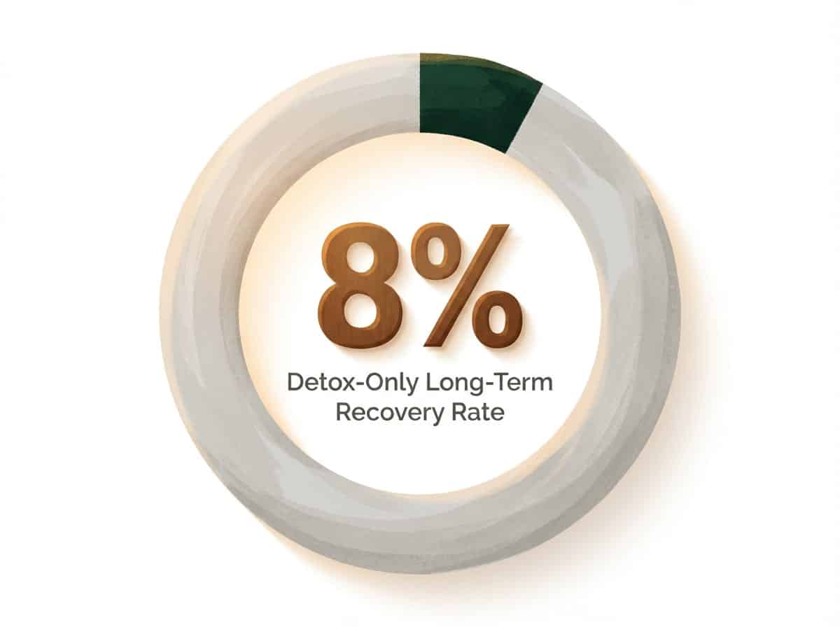 Infographic showing Long-Term Recovery Rate for Detox-Only Treatment: 8%