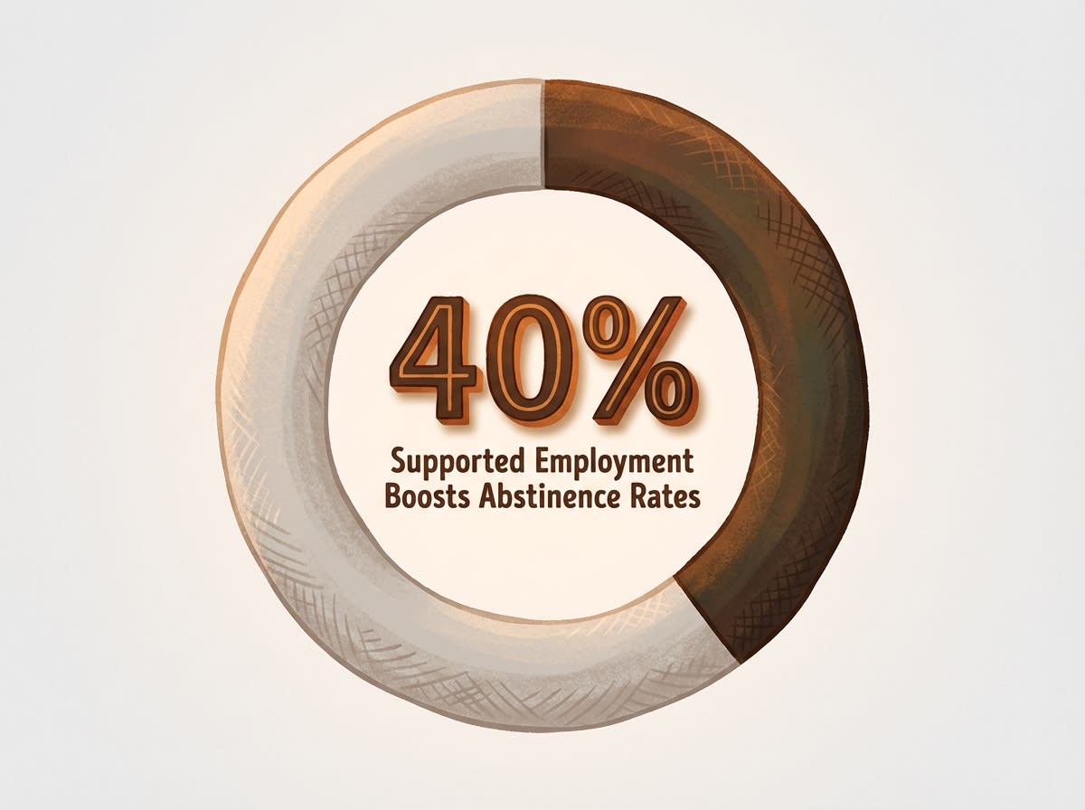 Infographic showing Increase in 12-Month Abstinence Rates with Supported Employment: 40%