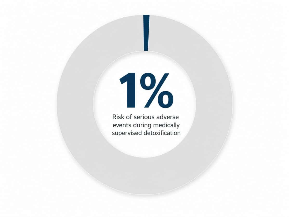 Infographic showing Risk of serious adverse events during medically supervised detoxification: 1%