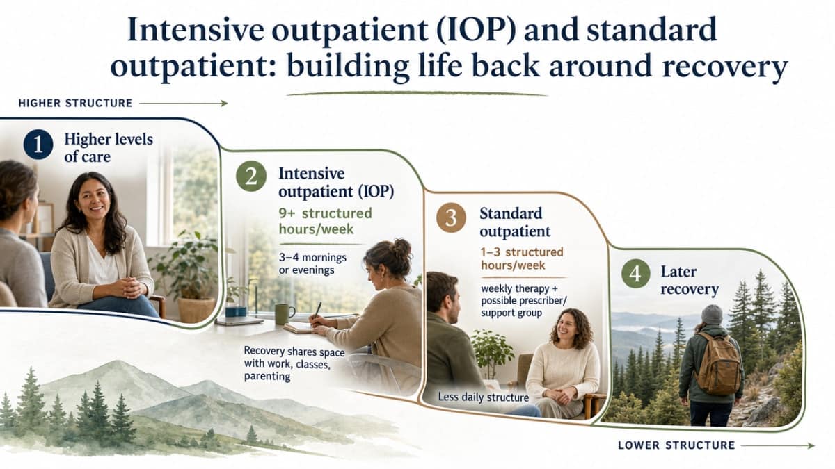 Compare the four levels of care by structured hours per week, directly supporting the bulleted comparison in this section