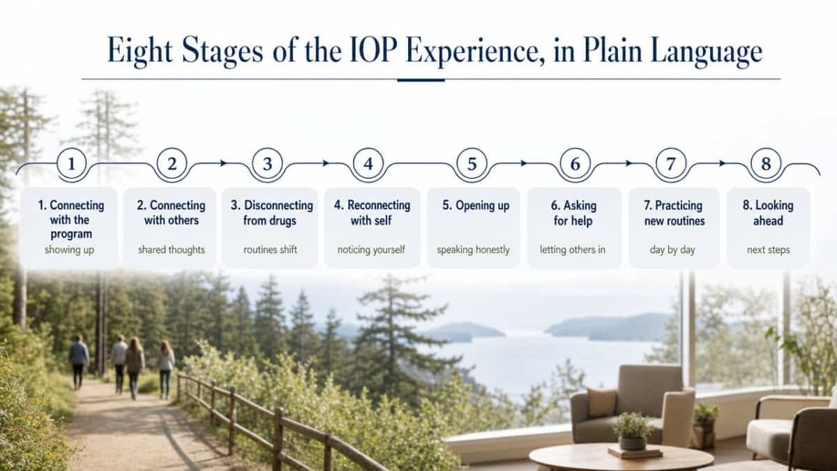 Map the eight-stage patient journey through IOP as documented in the cited qualitative study