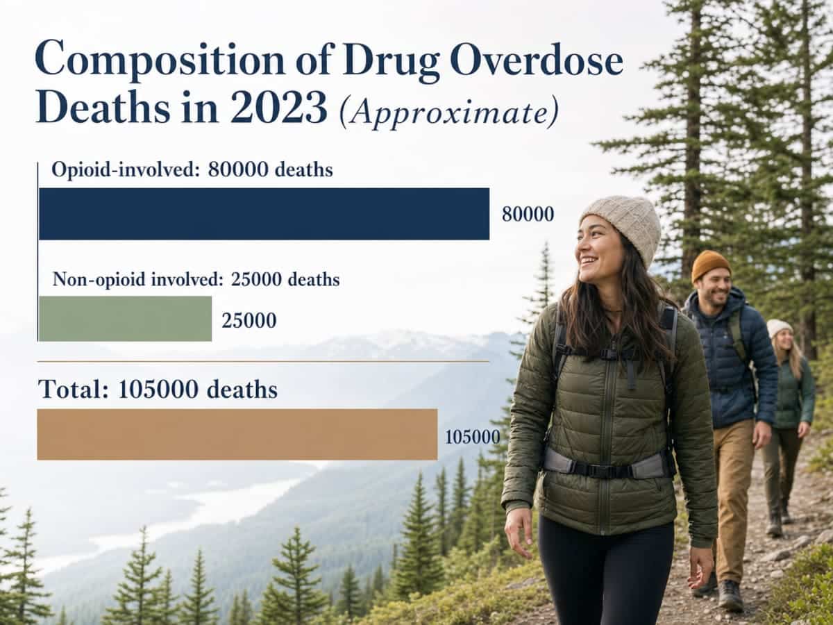Chart showing Composition of Drug Overdose Deaths in 2023 (Approximate)