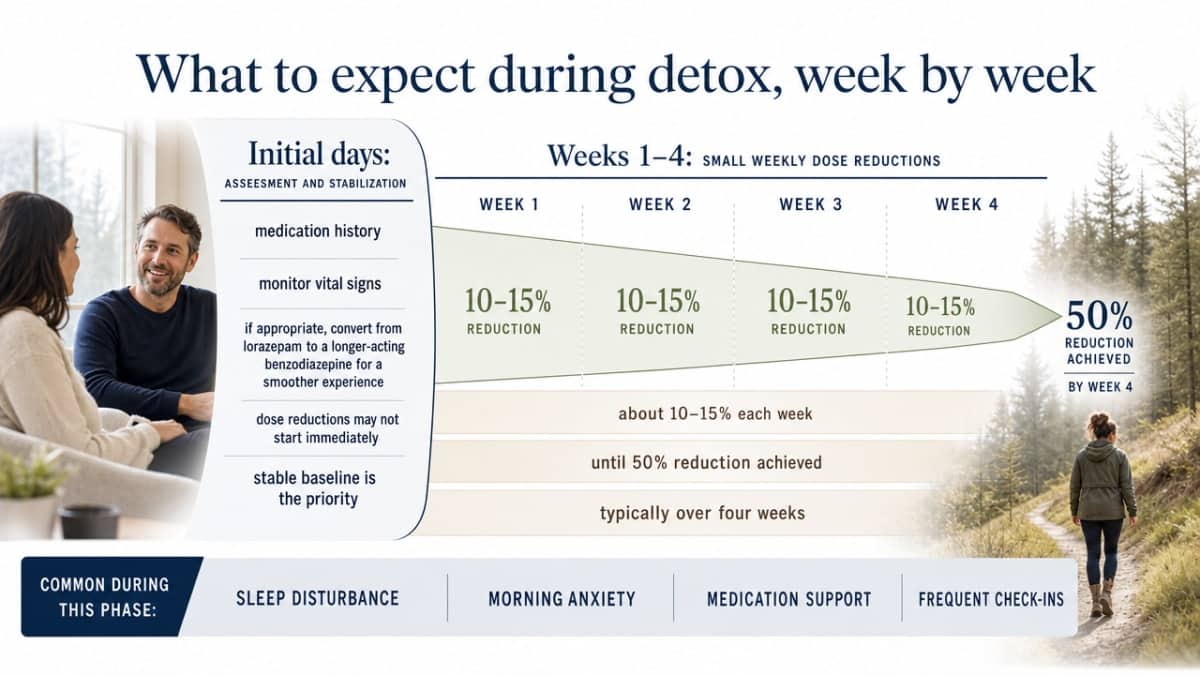 Visualize the cited tapering pace comparison between modern ASAM guidance, California Medicaid guidance, and older 1990s protocols to reinforce why slow reductions are safer