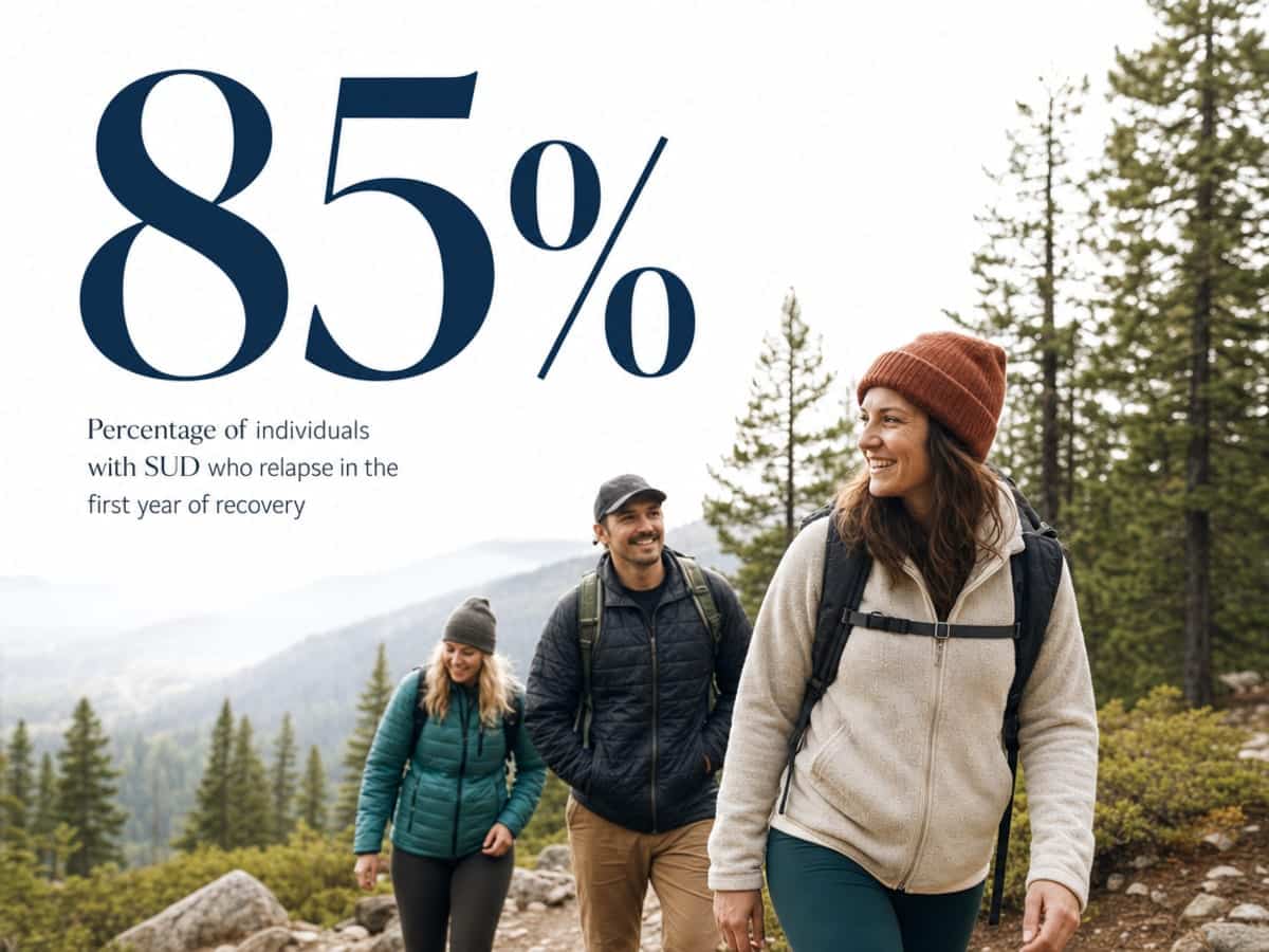 Infographic showing Percentage of individuals with SUD who relapse in the first year of recovery