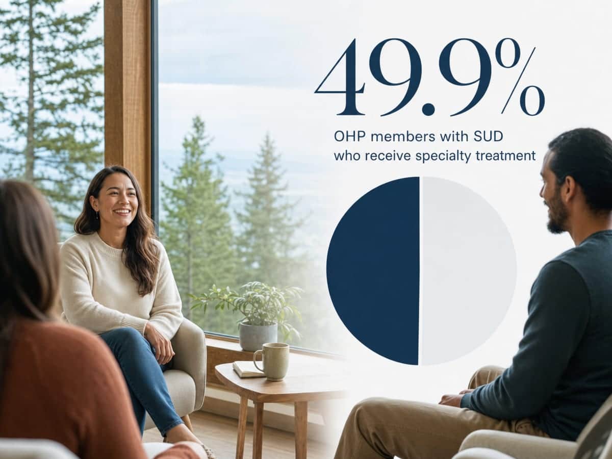 Infographic showing OHP members with SUD who receive specialty treatment