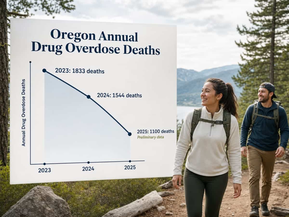 Chart showing Oregon Annual Drug Overdose Deaths