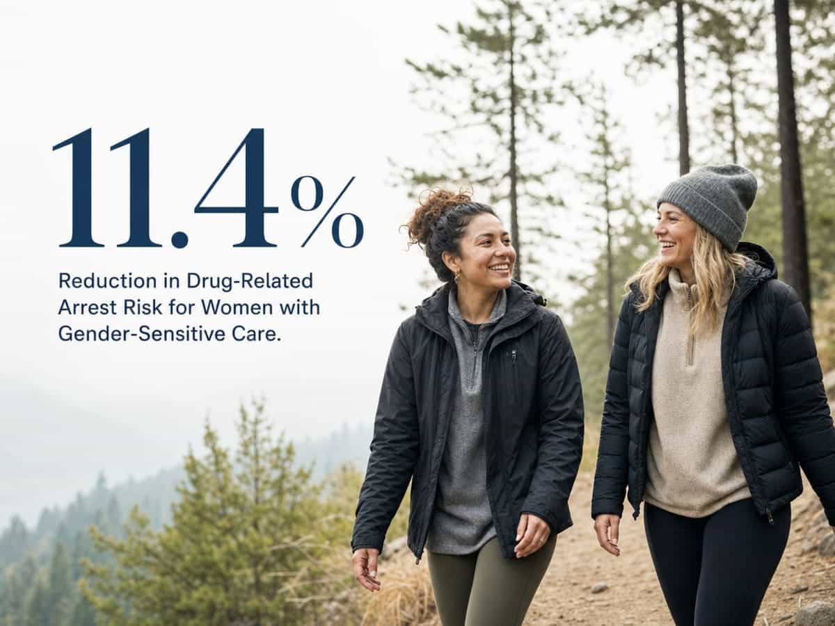 Infographic showing Reduction in Drug-Related Arrest Risk for Women with Gender-Sensitive Care