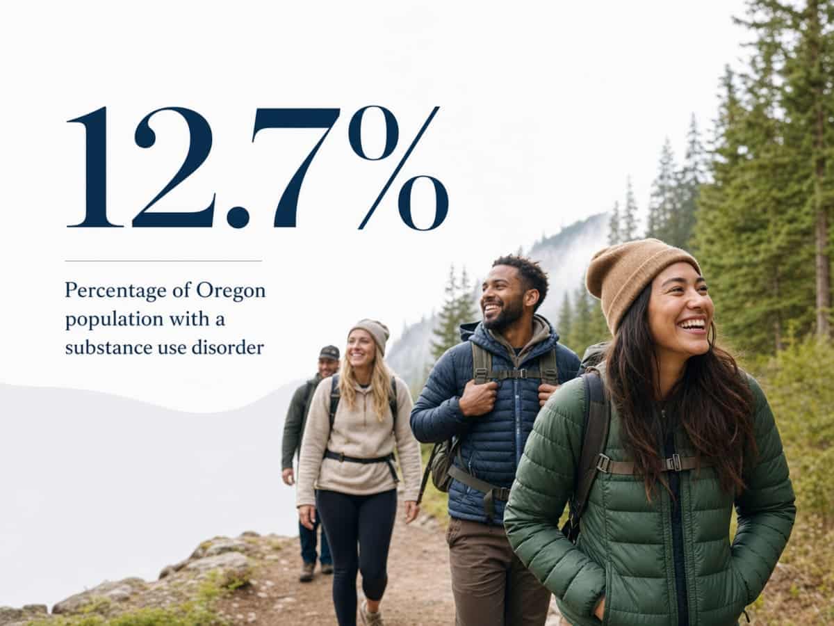Infographic showing Percentage of Oregon population with a substance use disorder