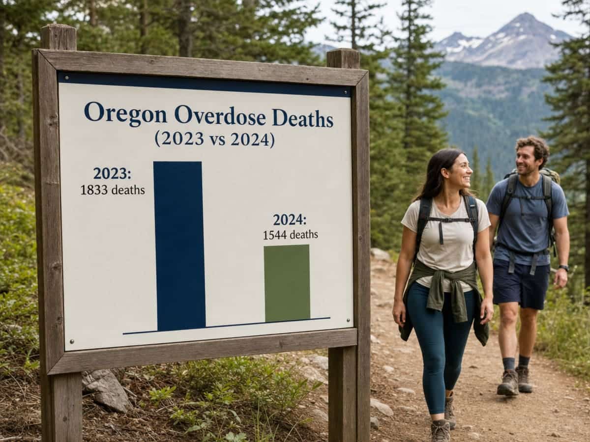 Chart showing Oregon Overdose Deaths (2023 vs 2024)