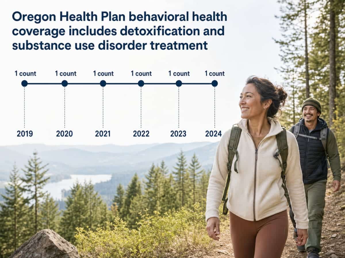 Chart showing Oregon Health Plan behavioral health coverage includes detoxification and substance use disorder treatment