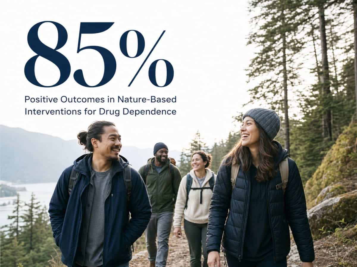 Infographic showing Positive Outcomes in Nature-Based Interventions for Drug Dependence