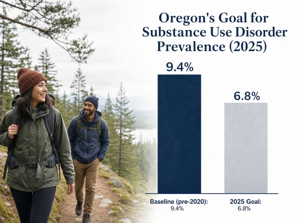 Chart showing Oregon's Goal for Substance Use Disorder Prevalence (2025)