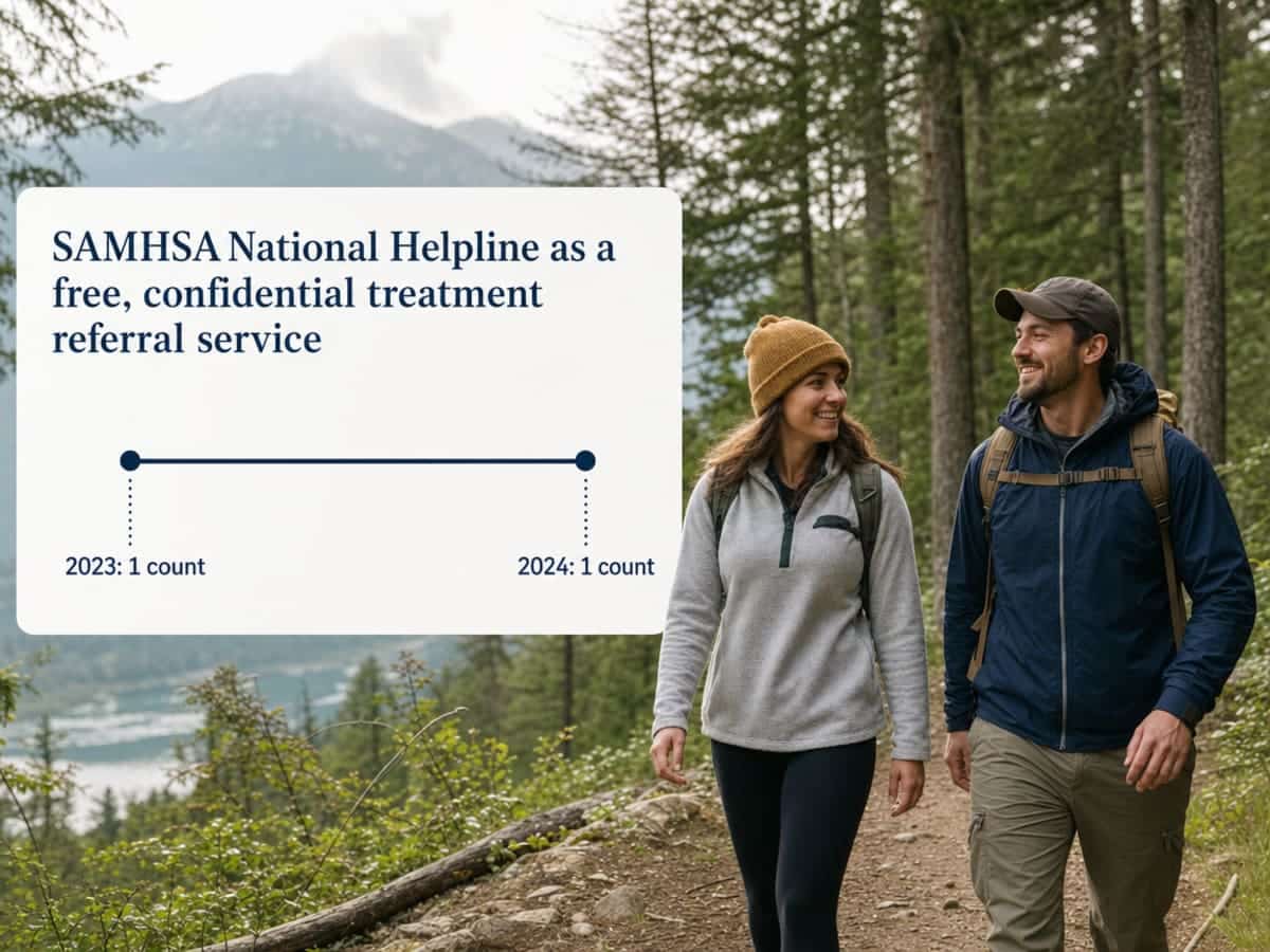 Chart showing SAMHSA National Helpline as a free, confidential treatment referral service