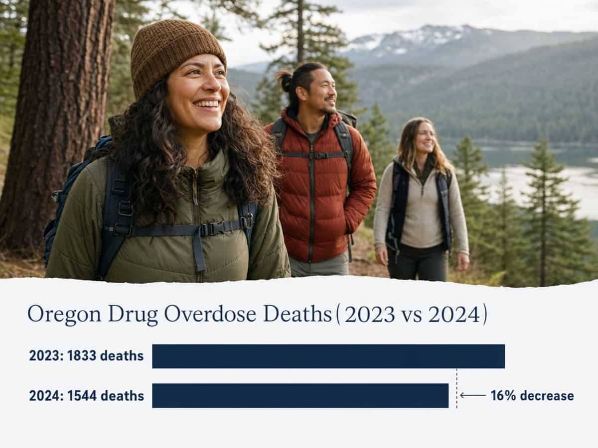 Chart showing Oregon Drug Overdose Deaths (2023 vs 2024)