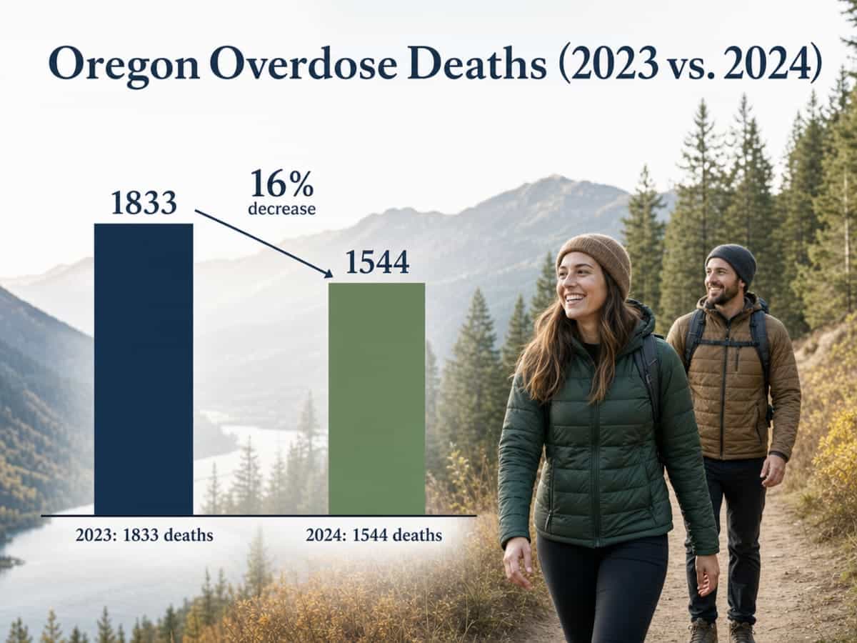 Chart showing Oregon Overdose Deaths (2023 vs. 2024)